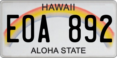 HI license plate EOA892