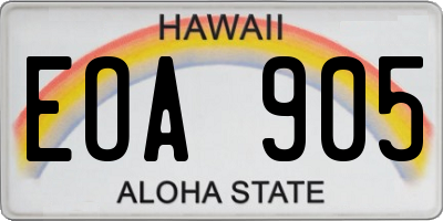 HI license plate EOA905