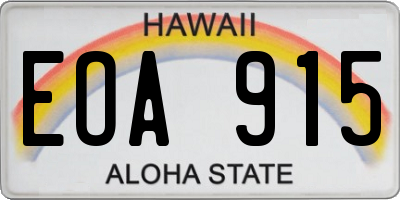 HI license plate EOA915