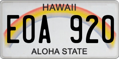 HI license plate EOA920