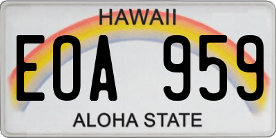 HI license plate EOA959