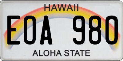 HI license plate EOA980