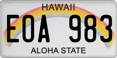 HI license plate EOA983