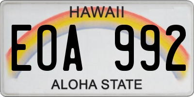 HI license plate EOA992