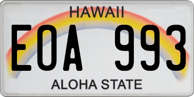 HI license plate EOA993