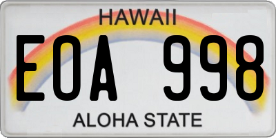 HI license plate EOA998
