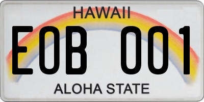 HI license plate EOB001