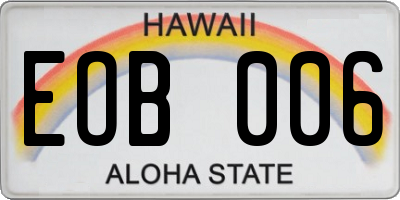 HI license plate EOB006