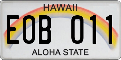 HI license plate EOB011