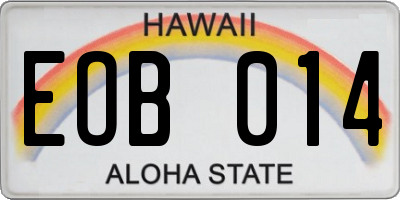 HI license plate EOB014