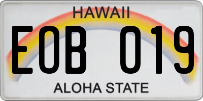 HI license plate EOB019