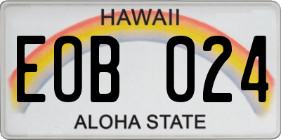 HI license plate EOB024
