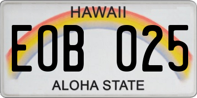 HI license plate EOB025