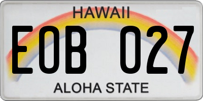 HI license plate EOB027