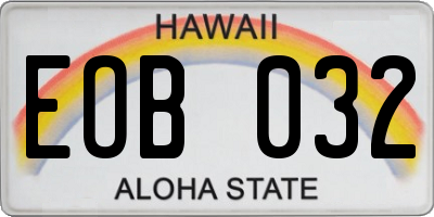 HI license plate EOB032