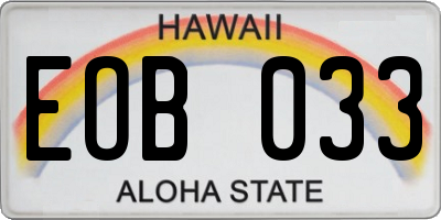 HI license plate EOB033