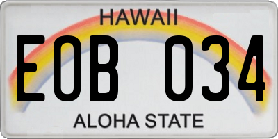HI license plate EOB034