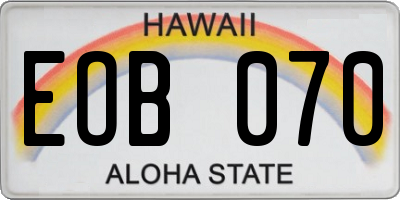 HI license plate EOB070