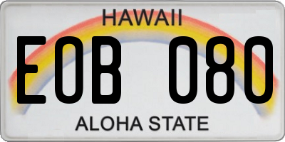 HI license plate EOB080