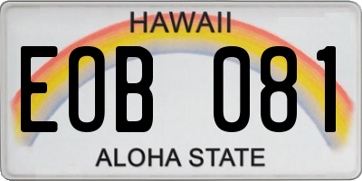 HI license plate EOB081