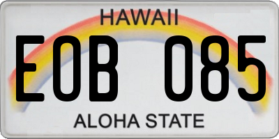 HI license plate EOB085