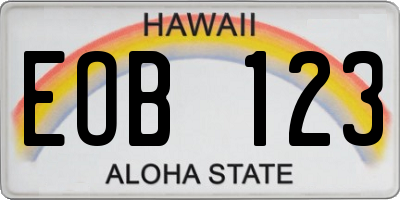 HI license plate EOB123