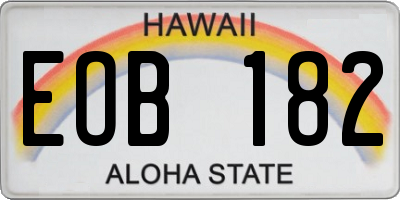 HI license plate EOB182