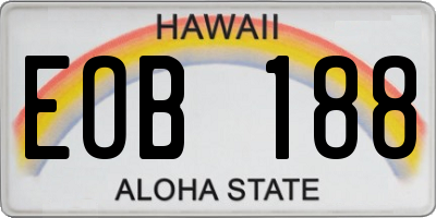 HI license plate EOB188