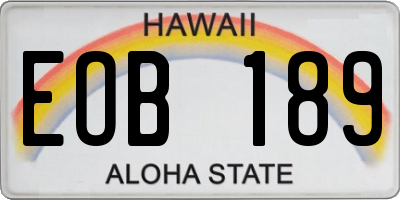 HI license plate EOB189