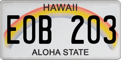 HI license plate EOB203