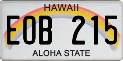 HI license plate EOB215