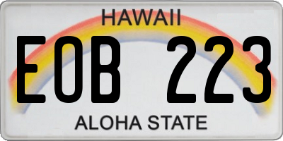 HI license plate EOB223