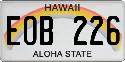 HI license plate EOB226