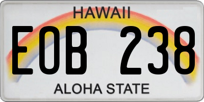 HI license plate EOB238