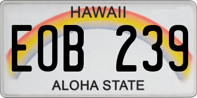 HI license plate EOB239