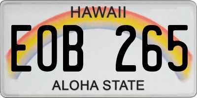 HI license plate EOB265