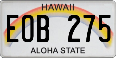 HI license plate EOB275