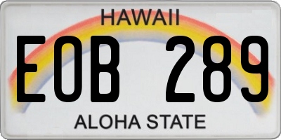HI license plate EOB289