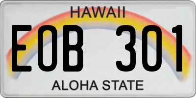 HI license plate EOB301