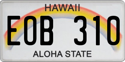 HI license plate EOB310