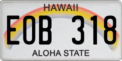 HI license plate EOB318