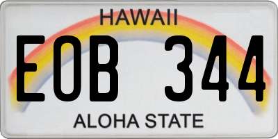 HI license plate EOB344