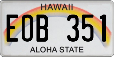 HI license plate EOB351