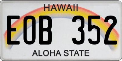 HI license plate EOB352