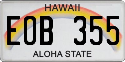 HI license plate EOB355