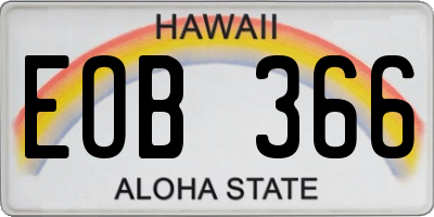 HI license plate EOB366