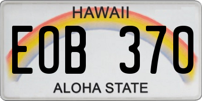 HI license plate EOB370