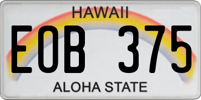 HI license plate EOB375