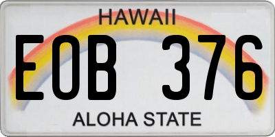 HI license plate EOB376