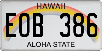 HI license plate EOB386